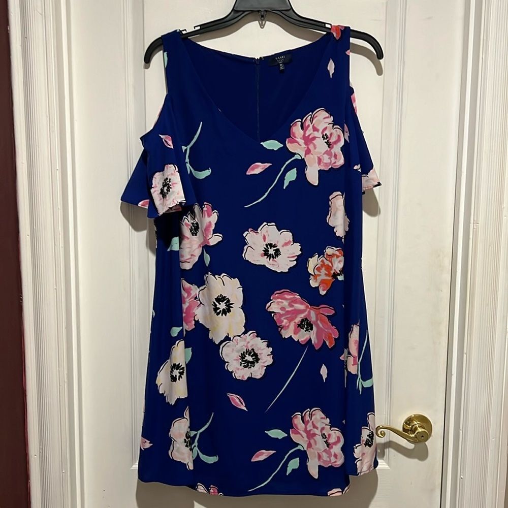 Kaari Blue curvy cold shoulder floral dressss